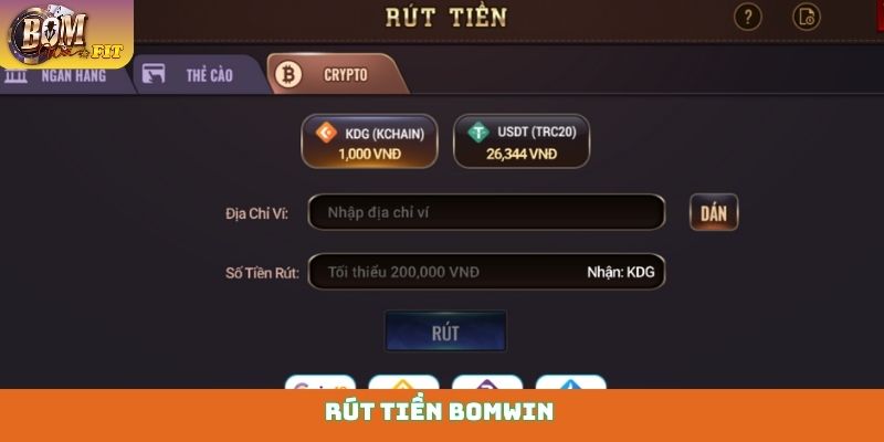 Rút tiền Bomwin - Chuyển tiền về ví chính chưa đến 5 phút Rút tiền Bomwin